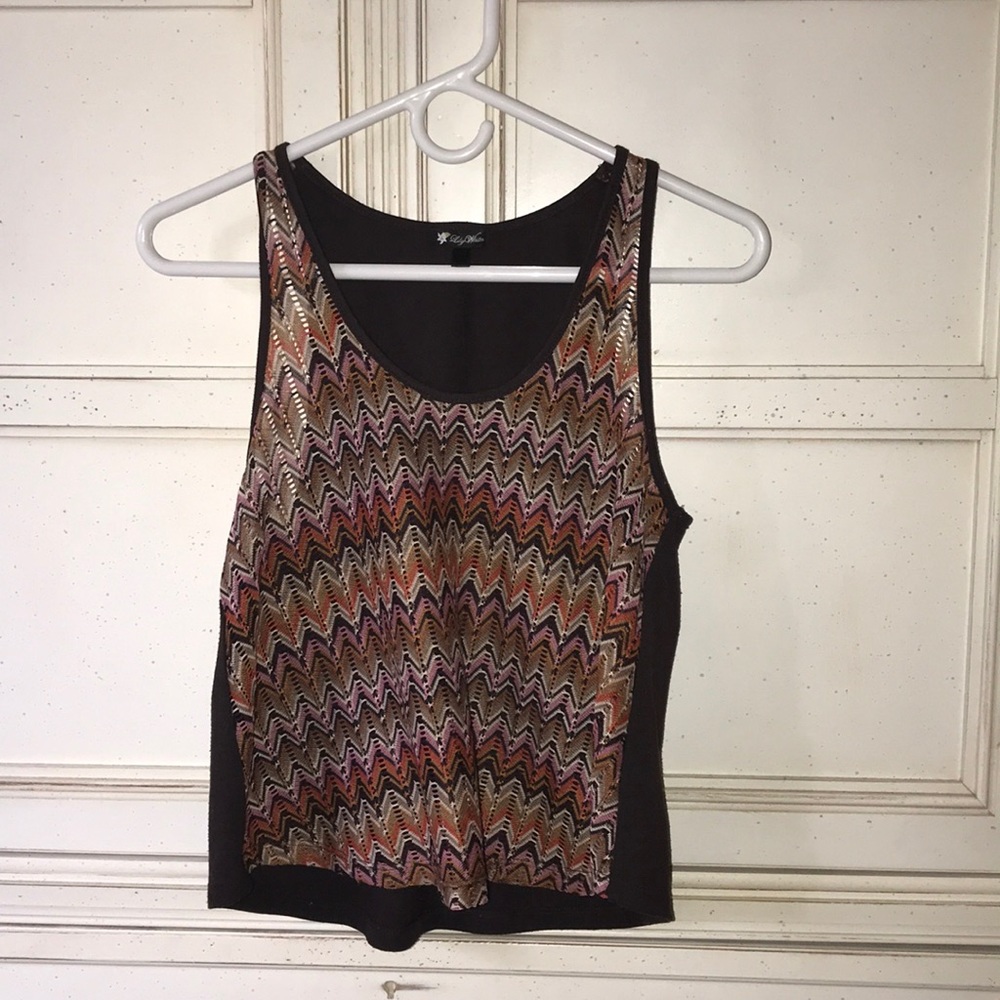 Lily White zig-zag knit tank top